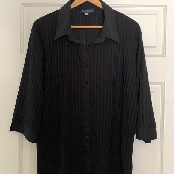 Coupe Classique Tops - Black Collared Shirt 1X
